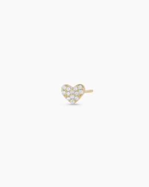 Diamond Pav?? Heart Single Stud