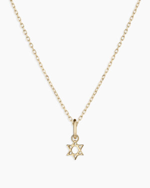 14k Gold Star of David Charm Necklace