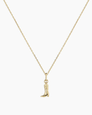 14k Gold Cowboy Boot Charm Necklace