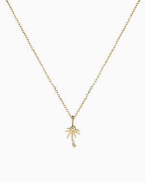 14k Gold Palm Charm Necklace